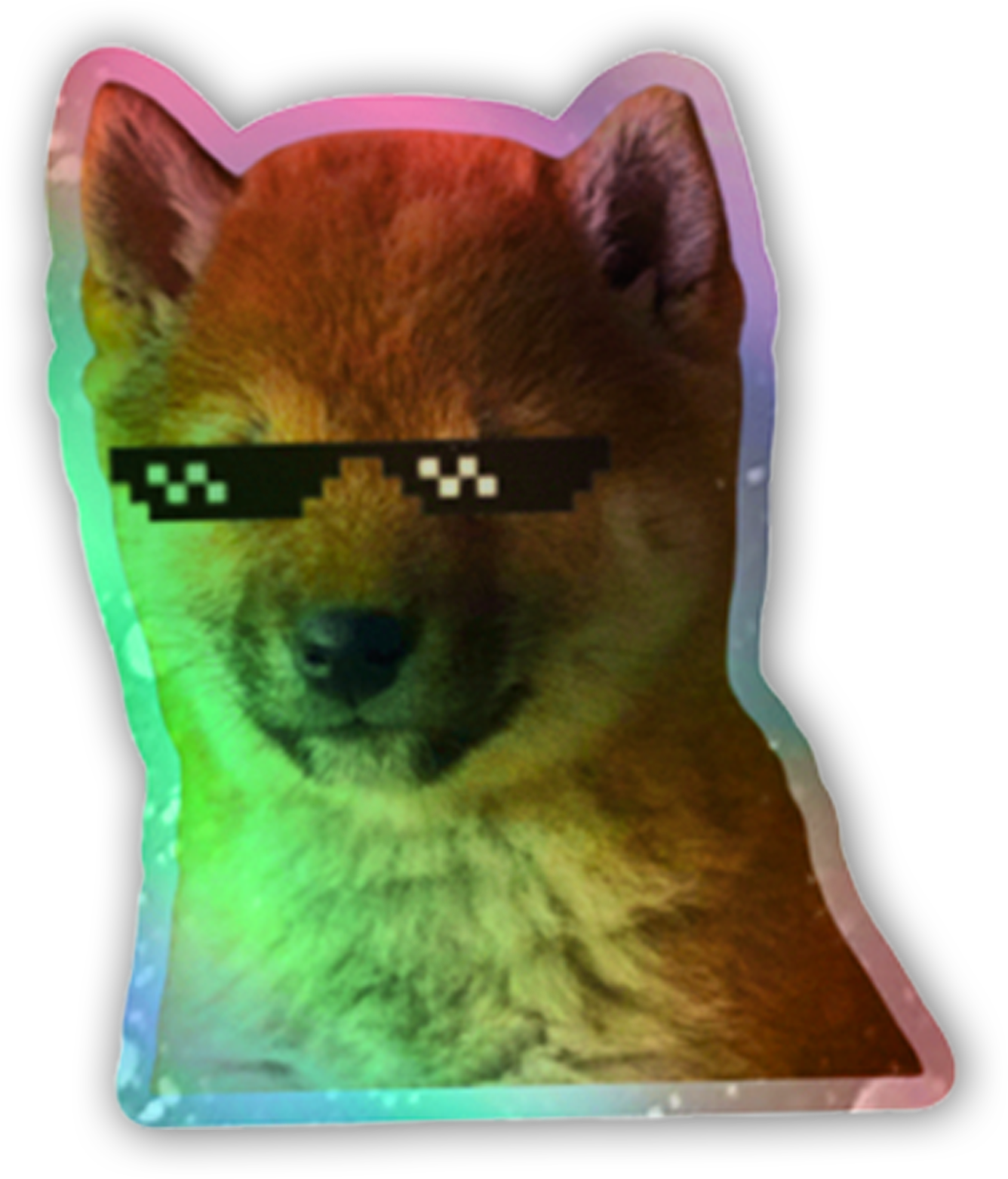 Holographic Sticker: San Wearing Thug Life Pixel Glasses
