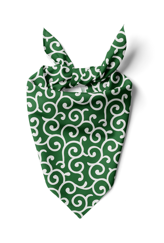 White Swirl Green Bandana: A San Chan Favorite