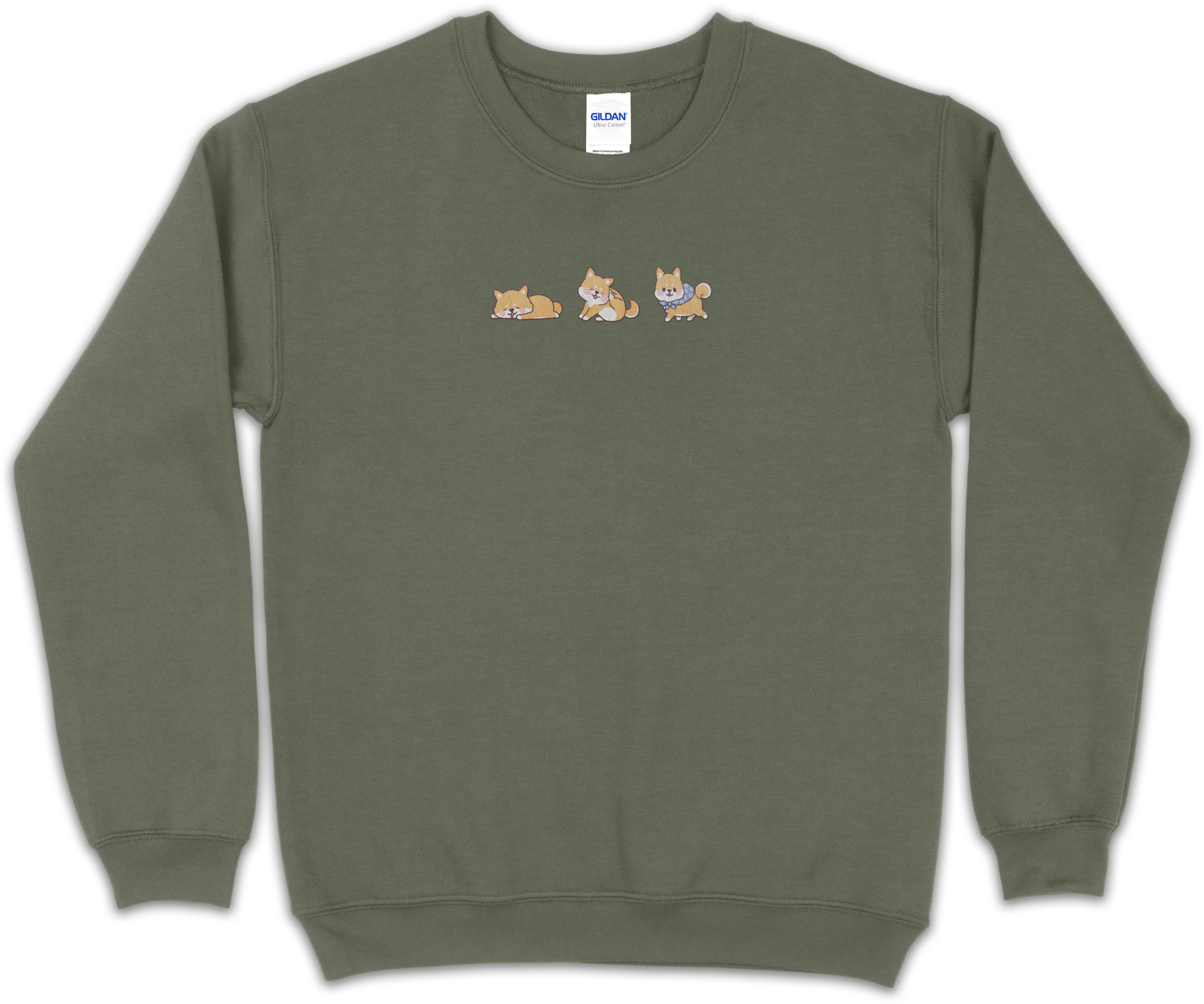 “Three Shibas” Embroidered Crewneck Sweatshirt